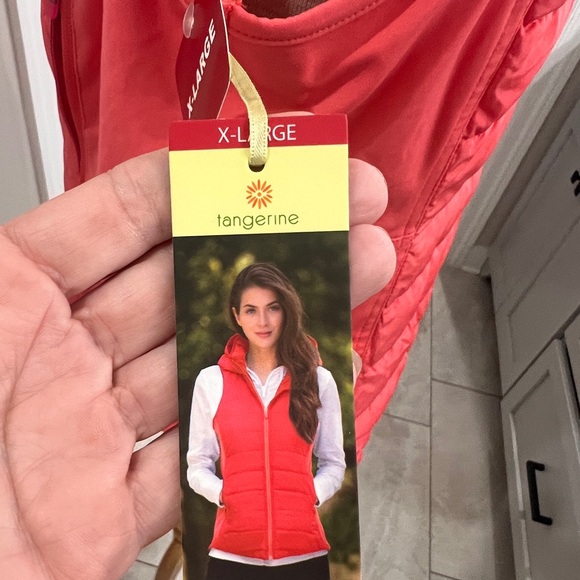 Tangerine Women's Vibrant Puffer Vest in Mango - Picture 1 of 9
